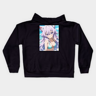 Anime Girl Beach Day Kids Hoodie